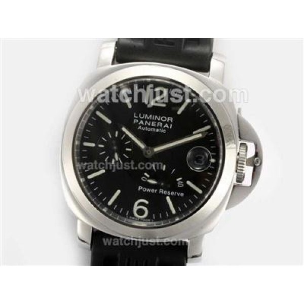 Panerai Luminor Working Power Reserve Swiss Valjoux 7750 Movement Black Dial with Rubber Strap