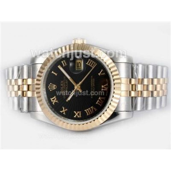 36 MM Cheap Rolex Datejust Replica Watches With Black Dials Online