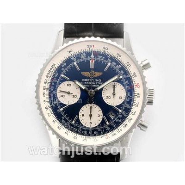 Breitling Navitimer Chronograph Swiss Valjoux 7750 Movement with Blue Dial