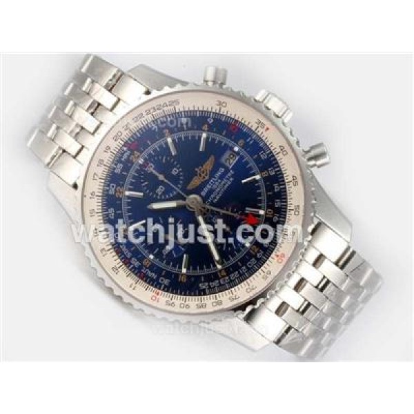 Breitling Navitimer World Chronograph Swiss Valjoux 7750 Movement with Blue Dial
