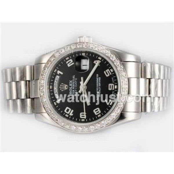 Top Quality Rolex Day-Date Fake Watches With Black Dials For Sale