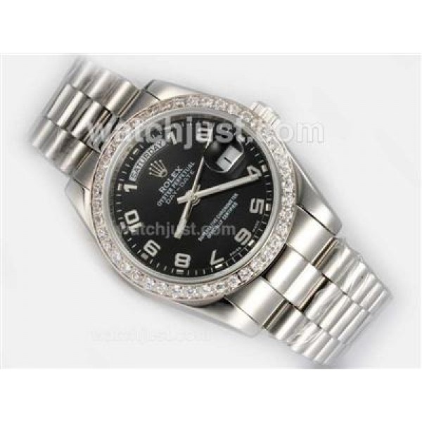 Top Quality Rolex Day-Date Fake Watches With Black Dials For Sale