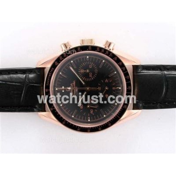 Omega Speedmaster Chronograph Lemania Movement Rose Gold Case with Black Dial