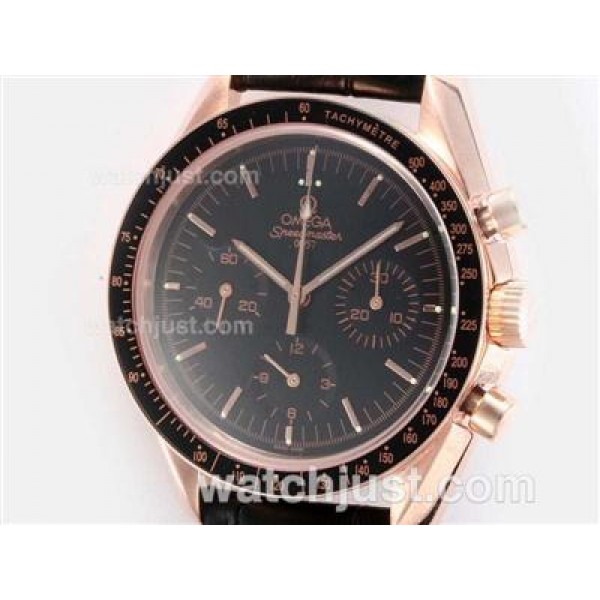 Omega Speedmaster Chronograph Lemania Movement Rose Gold Case with Black Dial