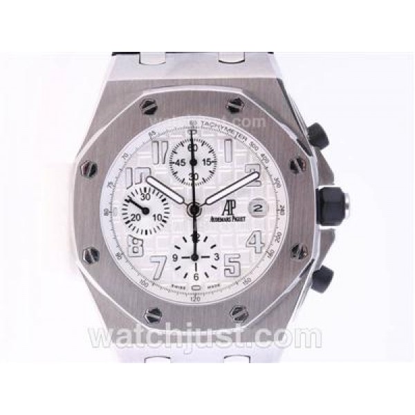 Audemars Piguet Royal Oak Chronograph Swiss Valjoux 7750 Movement with White Dial-Rubber Strap