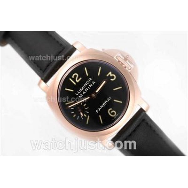 Panerai Luminor Marina Unitas 6497 Movement Rose Gold Case with Black Dial