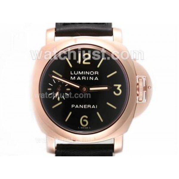 Panerai Luminor Marina Unitas 6497 Movement Rose Gold Case with Black Dial