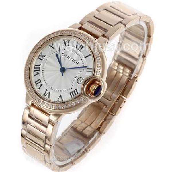 Cartier Ballon Bleu de Cartier Full Rose Gold with Diamond Bezel-Medium Size