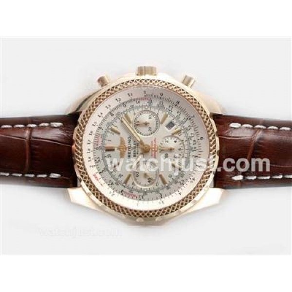 Breitling for Bentley Motors Chronograph Swiss Valjoux 7750 Movement Gold Case with White Dial