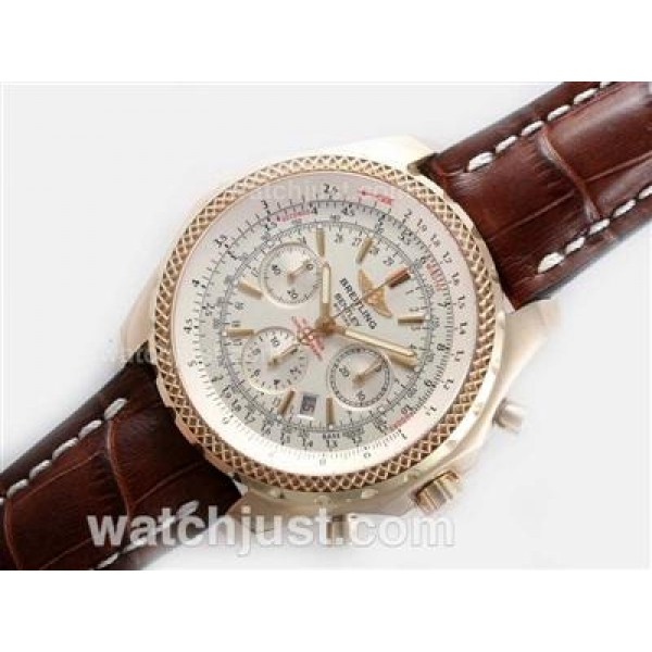 Breitling for Bentley Motors Chronograph Swiss Valjoux 7750 Movement Gold Case with White Dial