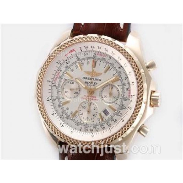 Breitling for Bentley Motors Chronograph Swiss Valjoux 7750 Movement Gold Case with White Dial