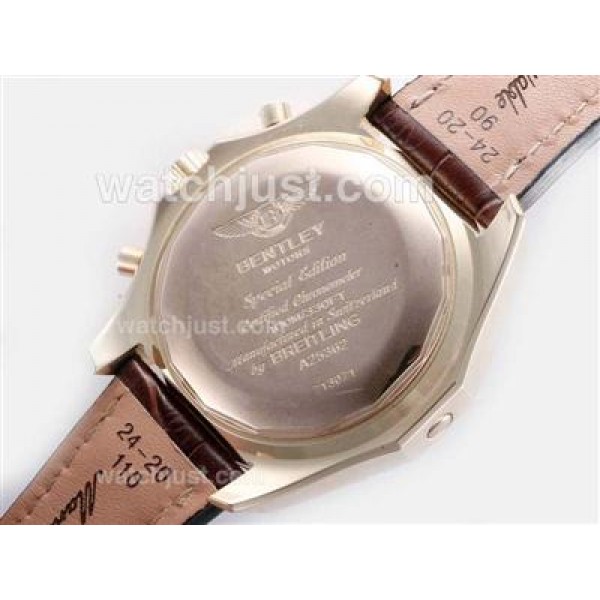 Breitling for Bentley Motors Chronograph Swiss Valjoux 7750 Movement Gold Case with White Dial