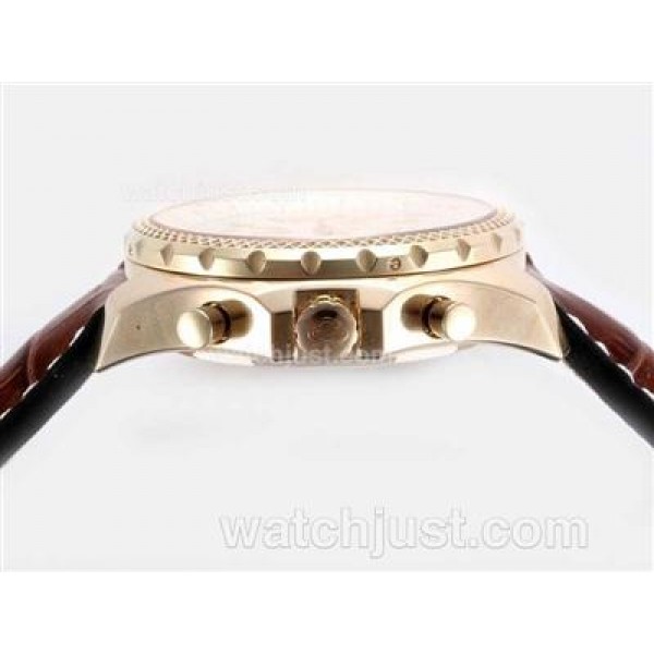 Breitling for Bentley Motors Chronograph Swiss Valjoux 7750 Movement Gold Case with White Dial