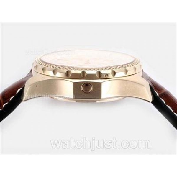 Breitling for Bentley Motors Chronograph Swiss Valjoux 7750 Movement Gold Case with White Dial