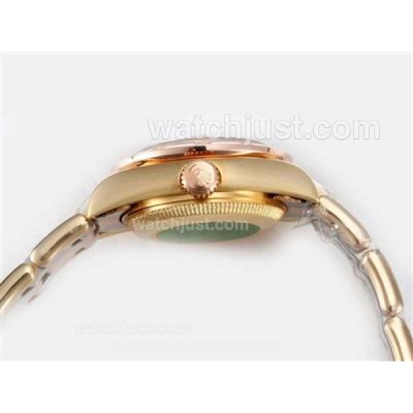 Rolex Masterpiece Automatic Three Tone Diamond Marking with Pink MOP Dial