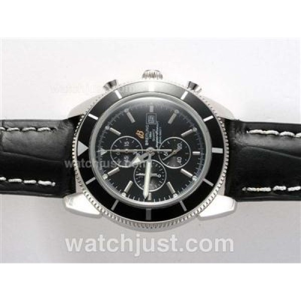 Breitling Super Ocean Working Chronograph with Black Dial and Bezel