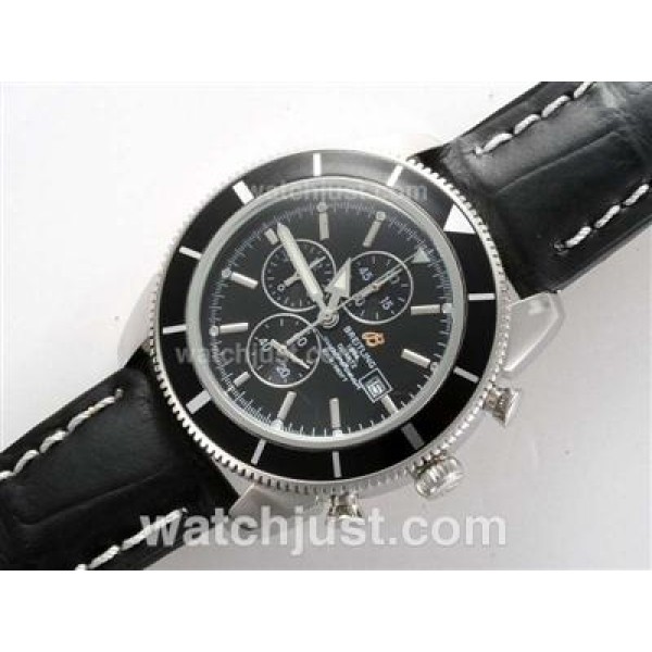 Breitling Super Ocean Working Chronograph with Black Dial and Bezel