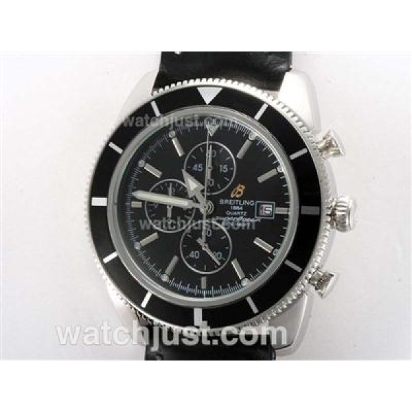 Breitling Super Ocean Working Chronograph with Black Dial and Bezel