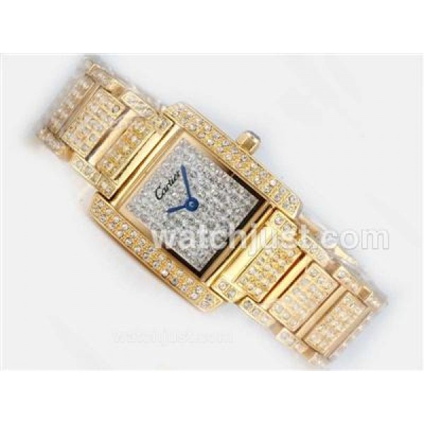 Cartier Tank Full Gold with Diamond Dial and Bezel