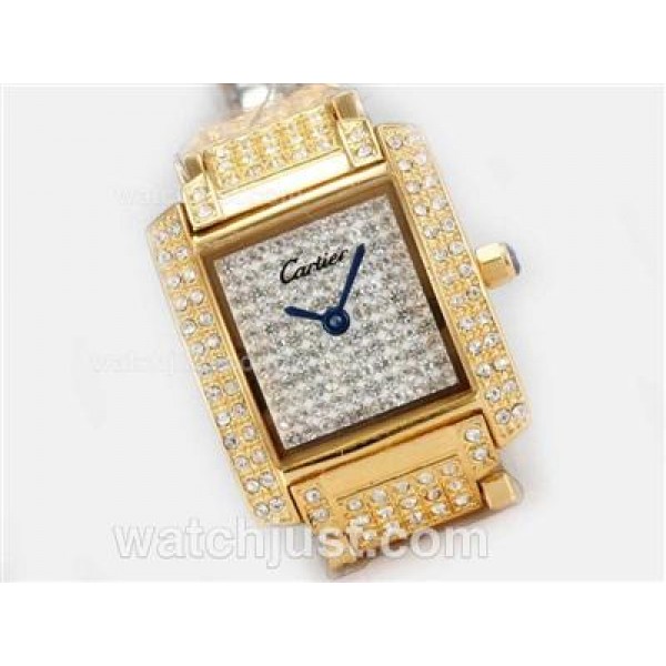 Cartier Tank Full Gold with Diamond Dial and Bezel