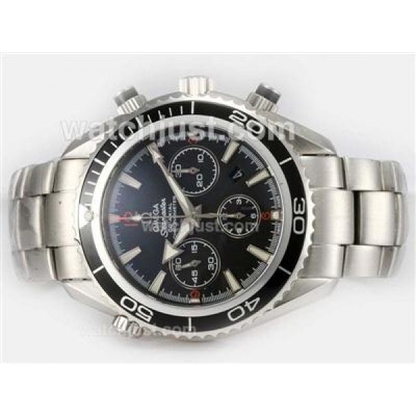 AAA Quality Omega Seamaster Planet Ocean Chronograph Replica Watches With Black Dials Online