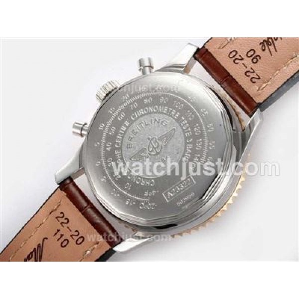 Breitling Navitimer Chronograph Swiss Valjoux 7750 Movement Two Tone Case with White Dial