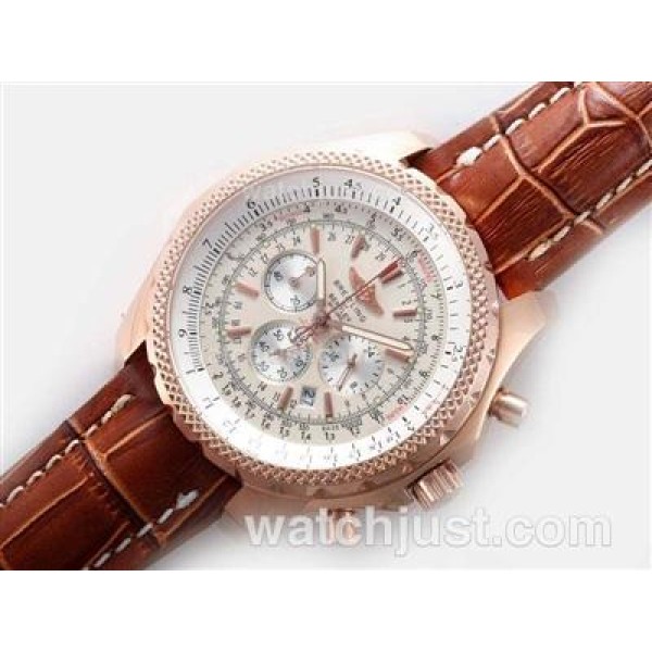 Breitling for Bentley Motors Working Chronograph Rose Gold Case with White Dial
