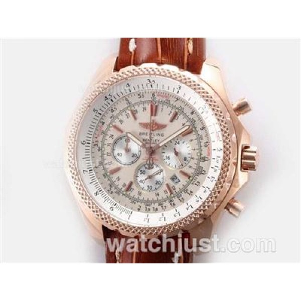 Breitling for Bentley Motors Working Chronograph Rose Gold Case with White Dial
