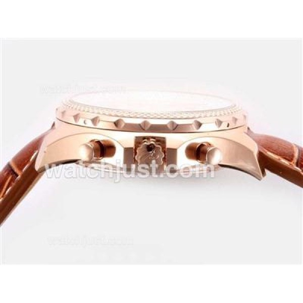 Breitling for Bentley Motors Working Chronograph Rose Gold Case with White Dial