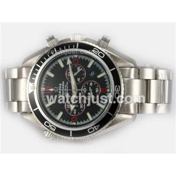 Omega Seamaster Planet Ocean Working Chronograph with Black Bezel-Red marking