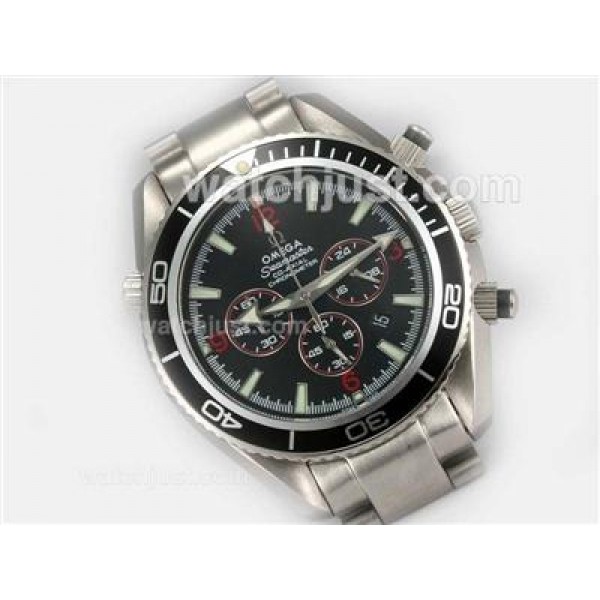 Omega Seamaster Planet Ocean Working Chronograph with Black Bezel-Red marking