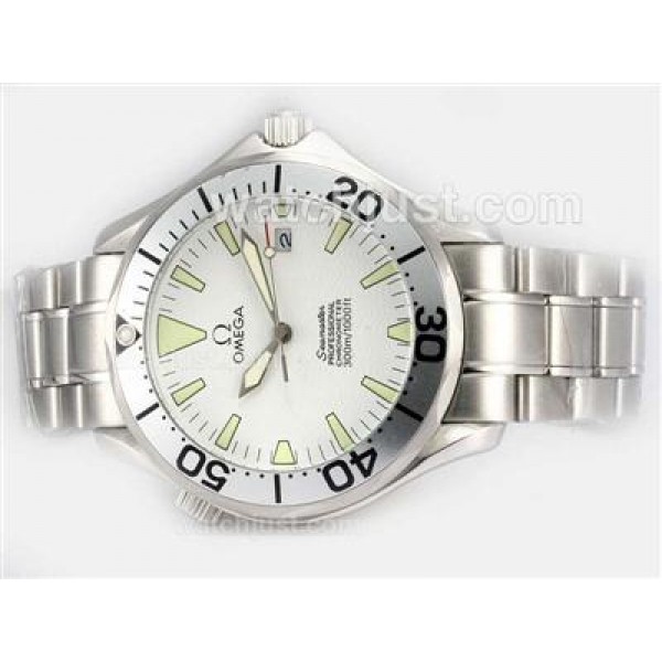 UK Best Quality Omega Seamaster Replica Watches With White Dials For Men
