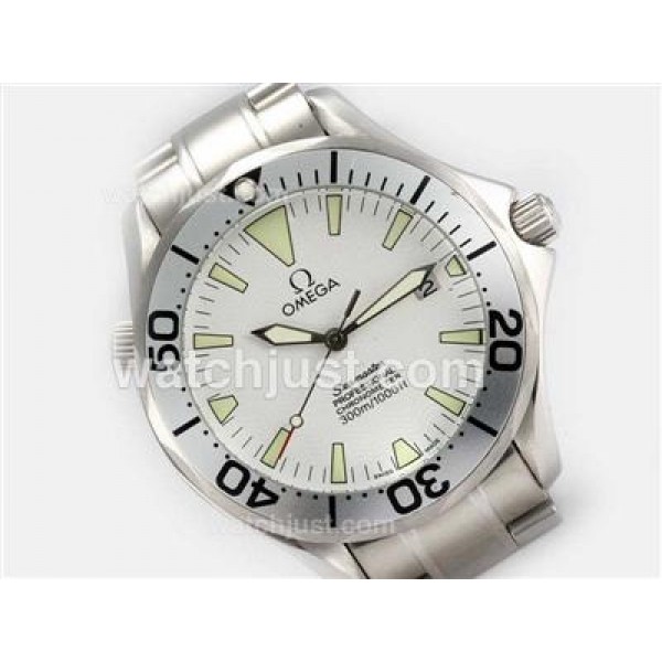 UK Best Quality Omega Seamaster Replica Watches With White Dials For Men