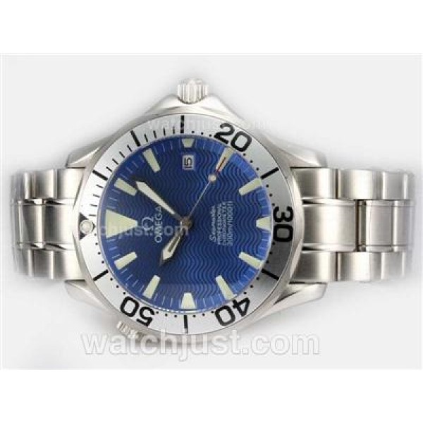 UK AAA Quality Omega Seamaster Fake Watches With Blue Dials For Men