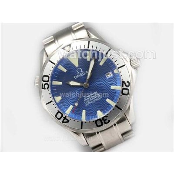 UK AAA Quality Omega Seamaster Fake Watches With Blue Dials For Men