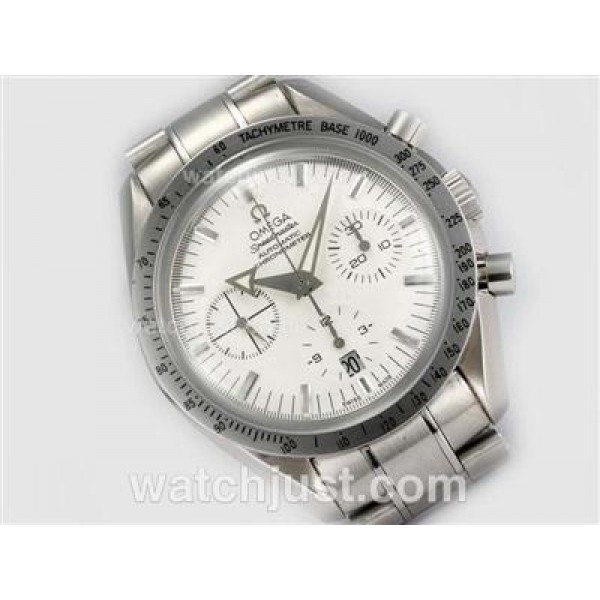 UK Best 1:1 Fake Omega Speedmaster Watches With White Dials For Men