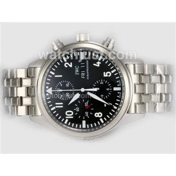 IWC Pilot Chronograph 3717 Swiss Valjoux 7750 Movement with Black Dial