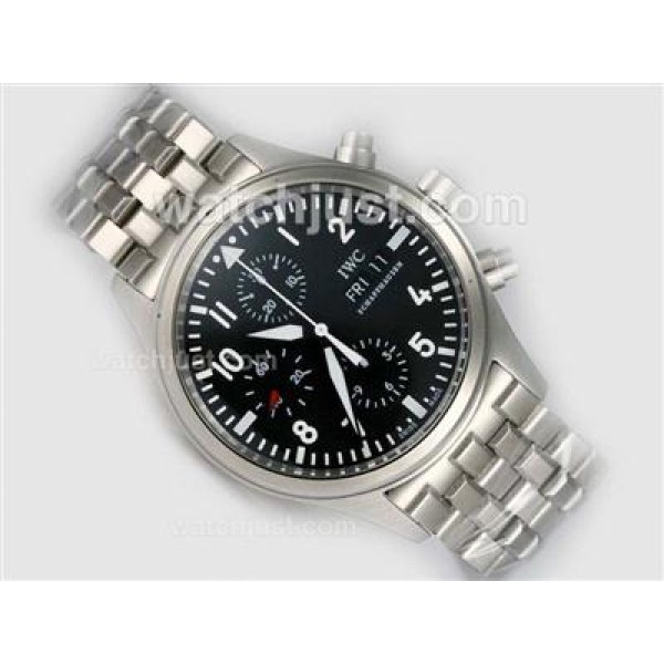 IWC Pilot Chronograph 3717 Swiss Valjoux 7750 Movement with Black Dial