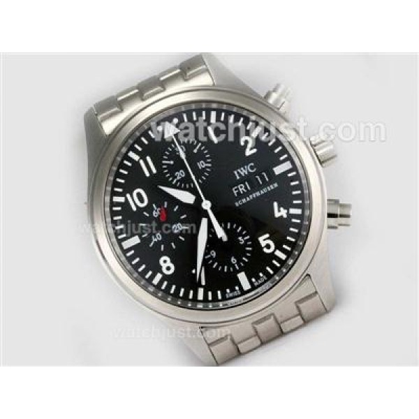 IWC Pilot Chronograph 3717 Swiss Valjoux 7750 Movement with Black Dial