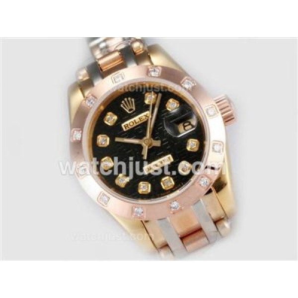 Rolex Masterpiece Automatic Three Tone Diamond Marking with Black Computer Dial