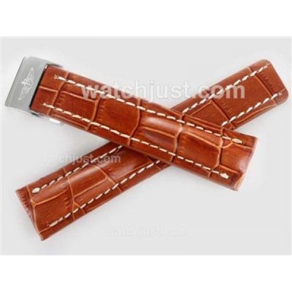 Breitling Brown Leather Strap with Deployment Buckle 22MM