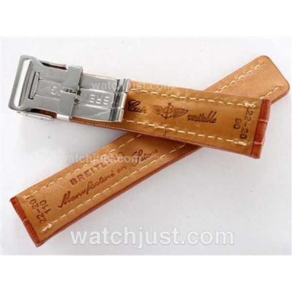 Breitling Brown Leather Strap with Deployment Buckle 22MM