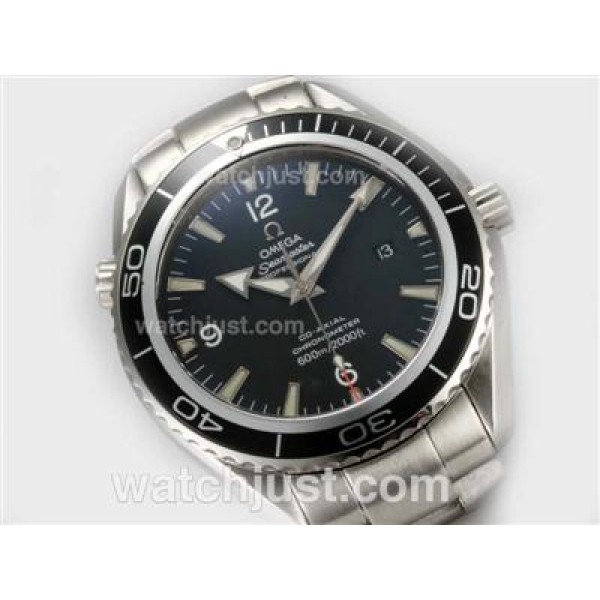 UK Best Quality Omega Seamaster Planet Ocean Replica Watches With Black Dials For Men