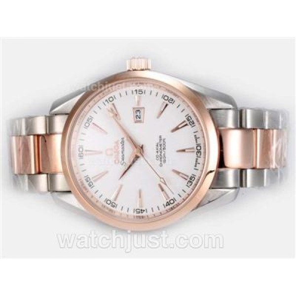 Omega Seamaster Aqua Terra Big Size Automatic Two Tone with White Tuxedo Dial