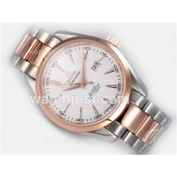Omega Seamaster Aqua Terra Big Size Automatic Two Tone with White Tuxedo Dial