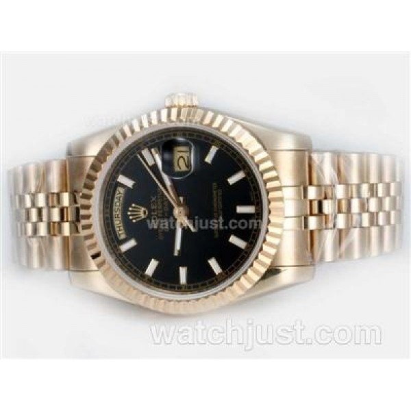 Perfect 1:1 Rolex Day-Date Fake Watches With Black Dials Online