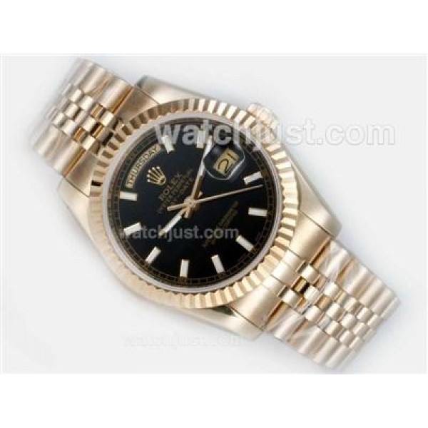 Perfect 1:1 Rolex Day-Date Fake Watches With Black Dials Online