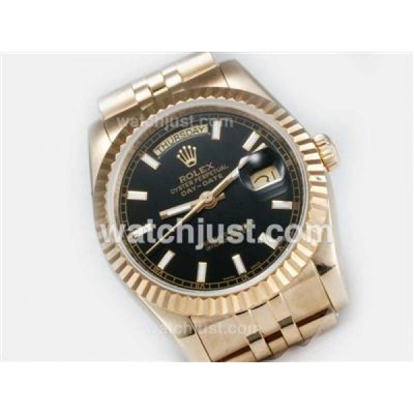 Perfect 1:1 Rolex Day-Date Fake Watches With Black Dials Online