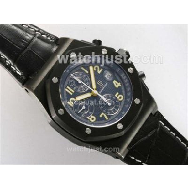 Audemars Piguet End of Days Limited Edition Chronograph Swiss Valjoux 7750 Movement PVD Case with Blue Checkered Dial