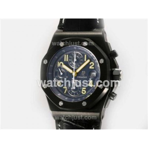 Audemars Piguet End of Days Limited Edition Chronograph Swiss Valjoux 7750 Movement PVD Case with Blue Checkered Dial